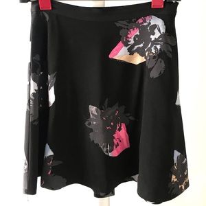 Black patterned A-line skirt